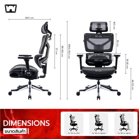 เก้าอี้สุขภาพ WORK STATION MODEL-S สีดำ/เงิน_8