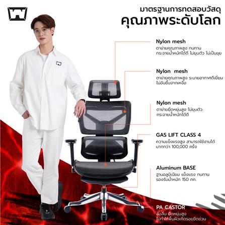 เก้าอี้สุขภาพ WORK STATION MODEL-S สีดำ/เงิน_6