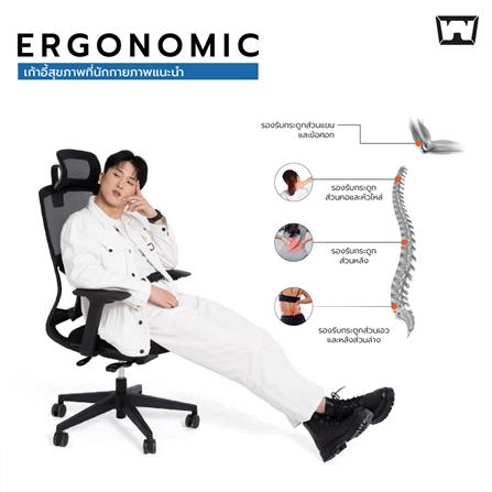 เก้าอี้สุขภาพ WORK STATION MODEL-T FOAM สีดำ_7