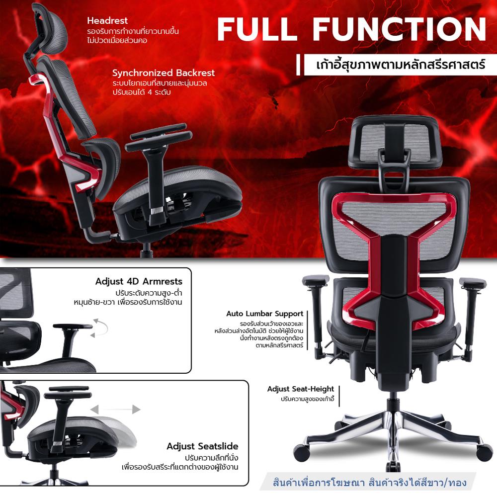 เก้าอี้สุขภาพ WORK STATION MODEL-S สีขาว/ทอง