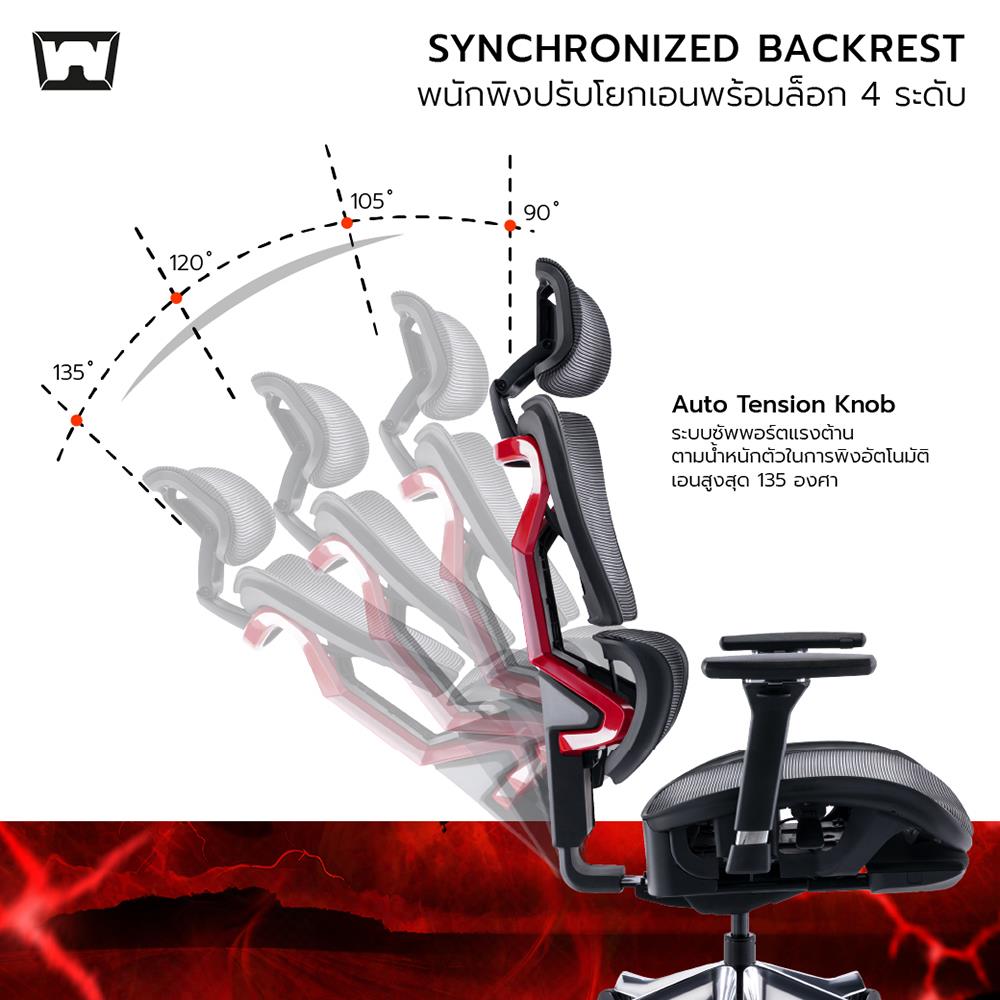 เก้าอี้สุขภาพ WORK STATION MODEL-S สีขาว/ทอง