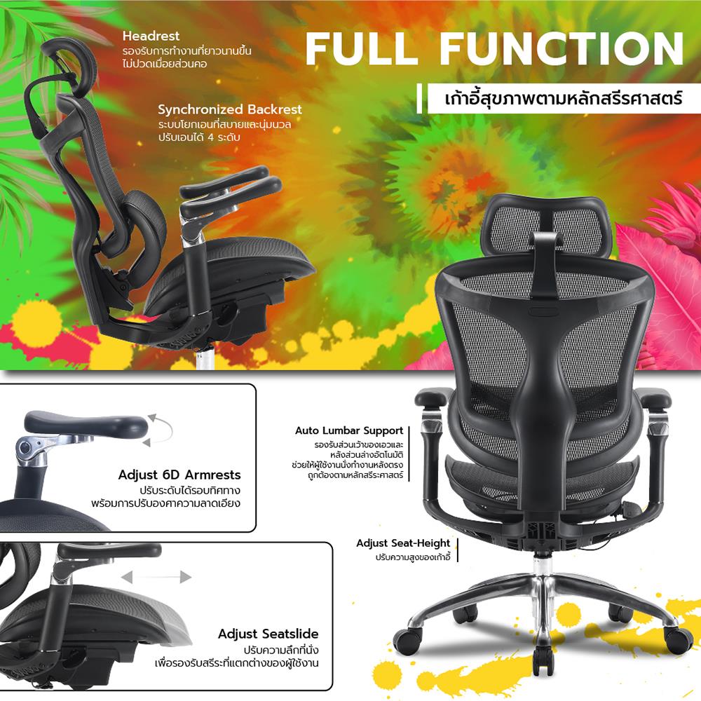เก้าอี้สุขภาพ WORK STATION MODEL-E F029 สีดำ
