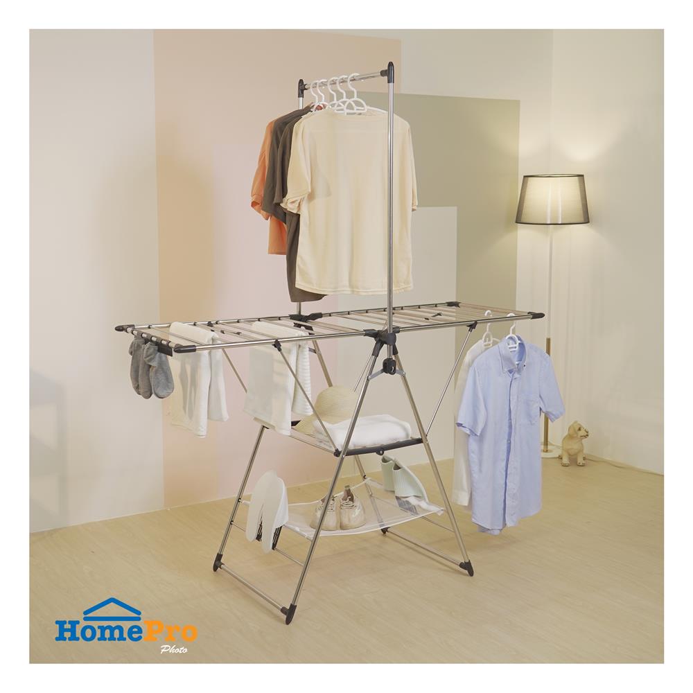 ราวตากผ้าแบบปีก พร้อมราวแขวน PLIM 156.5x68x192 ซม.