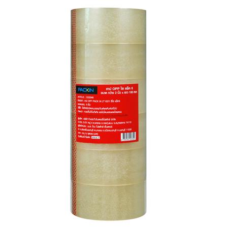 เทป OPP PACK IN 2 นิ้วX100 หลา สีใส แพ็ก 6 ชิ้น_0