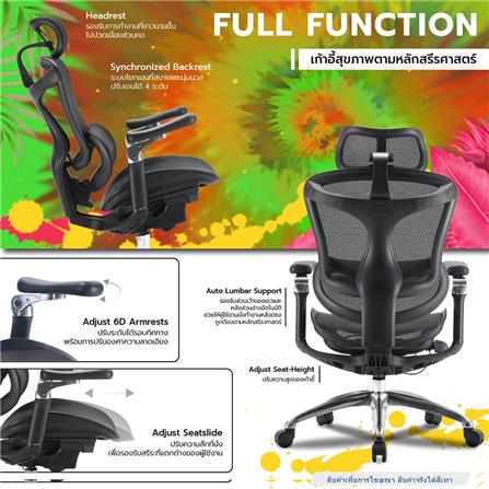 เก้าอี้สุขภาพ WORK STATION MODEL-E F029 สีเทา_3