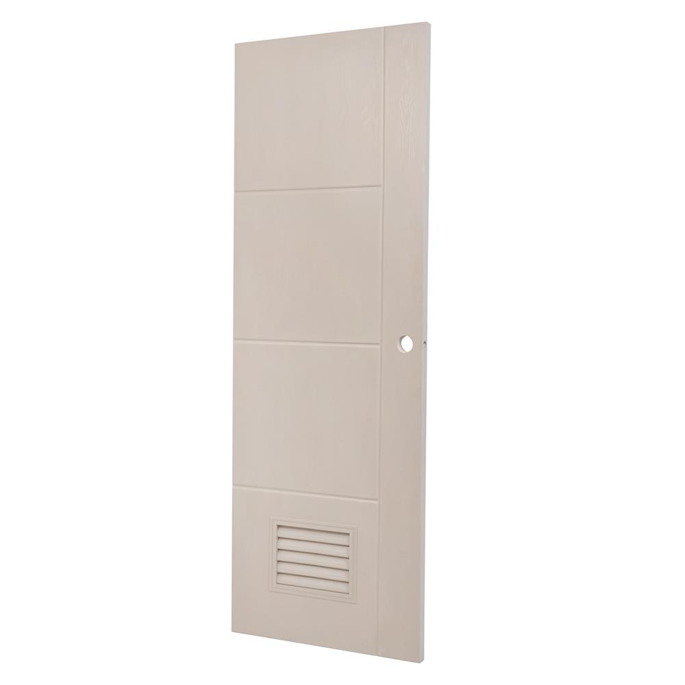 ประตูห้องน้ำ UPVC AZLE PSW24 เกล็ดล่าง 70X200 ซม. สีเบจ เจาะลูกบิด