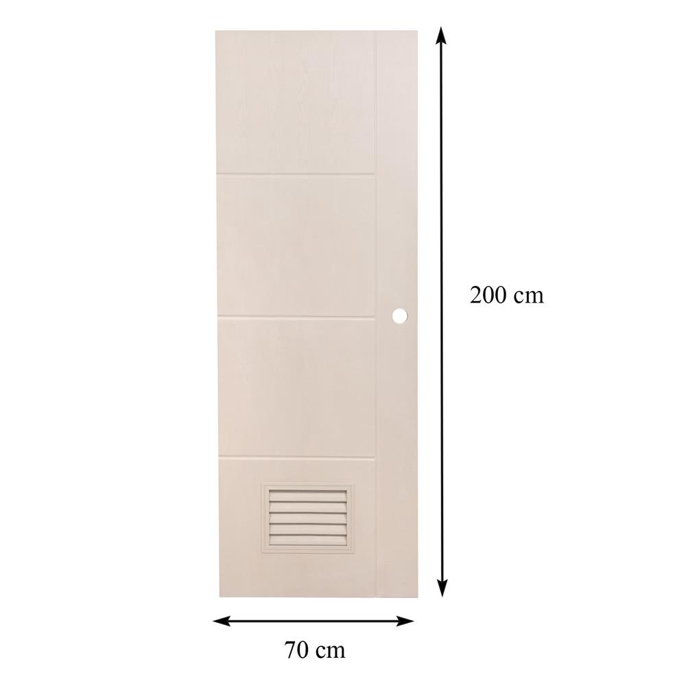 ประตูห้องน้ำ UPVC AZLE PSW24 เกล็ดล่าง 70X200 ซม. สีเบจ เจาะลูกบิด