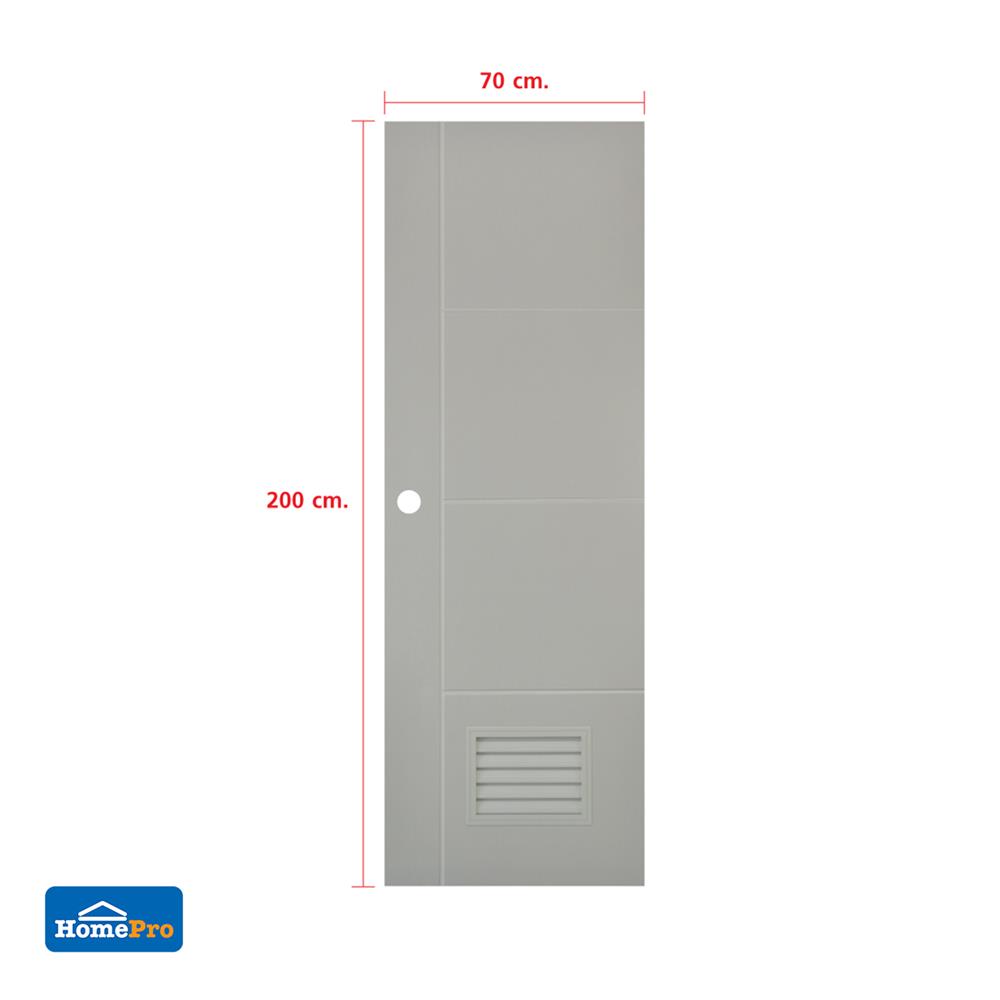 ประตูห้องน้ำ UPVC เจาะลูกบิด AZLE PSW24 เกล็ดล่าง 70x200 ซม. สีเบจ