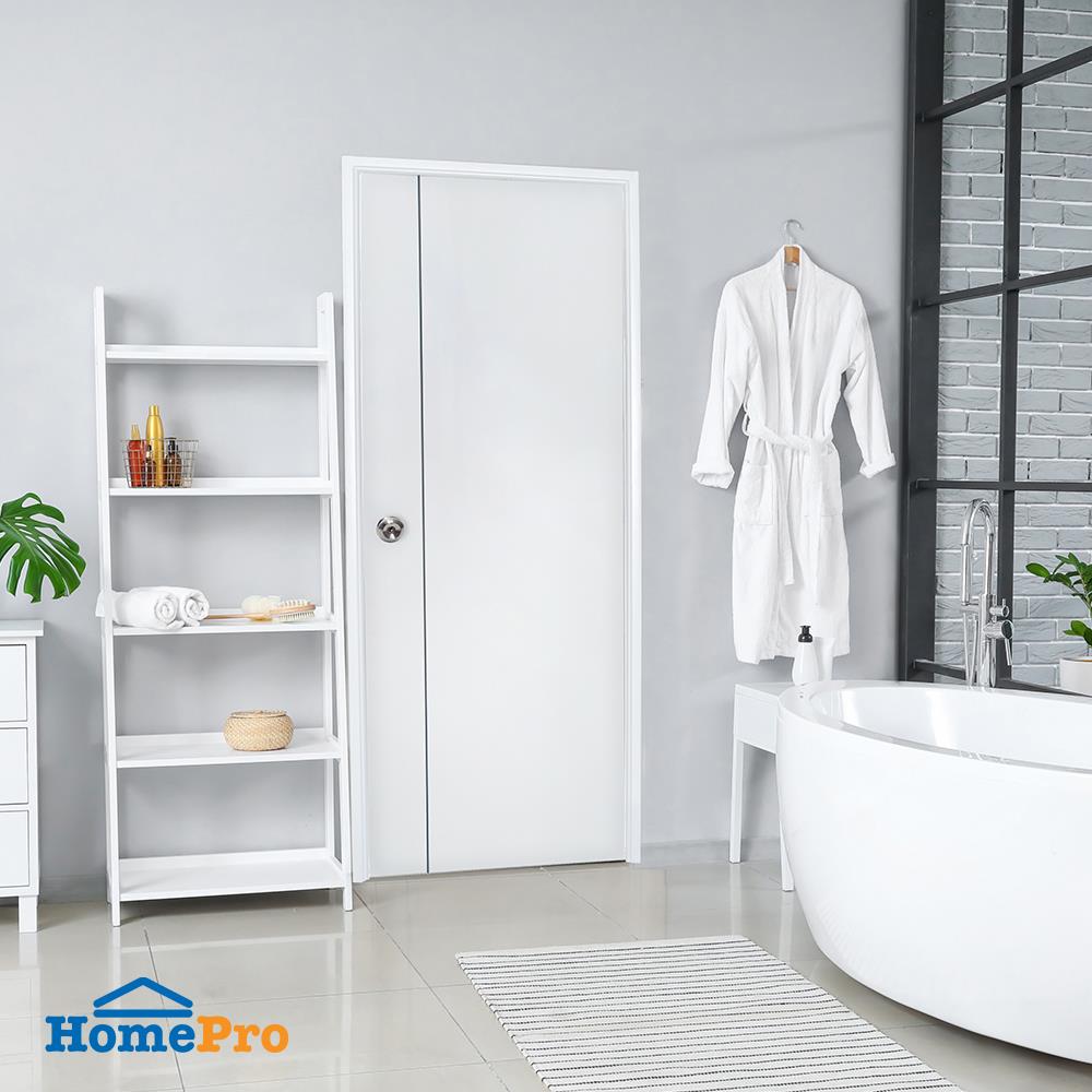 ประตูห้องน้ำ UPVC AZLE GROOVE P1 บานทึบ 70X200 ซม. สีขาว เจาะลูกบิด