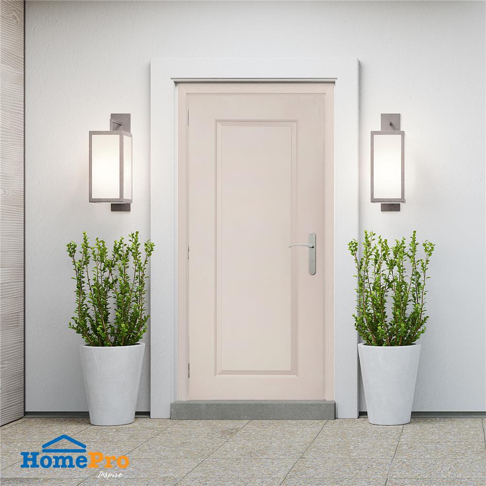 ประตูภายนอก UPVC AZLE MD-7 1 ฟัก 80X200 ซม. สีเบจ เจาะลูกบิด