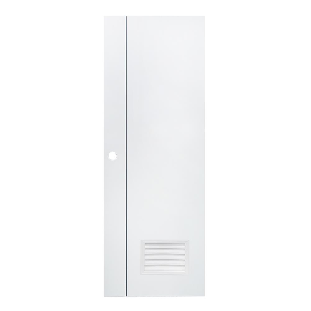 ประตูห้องน้ำ UPVC AZLE GROOVE P2 เกล็ดล่าง 70X200 ซม. สีขาว เจาะลูกบิด