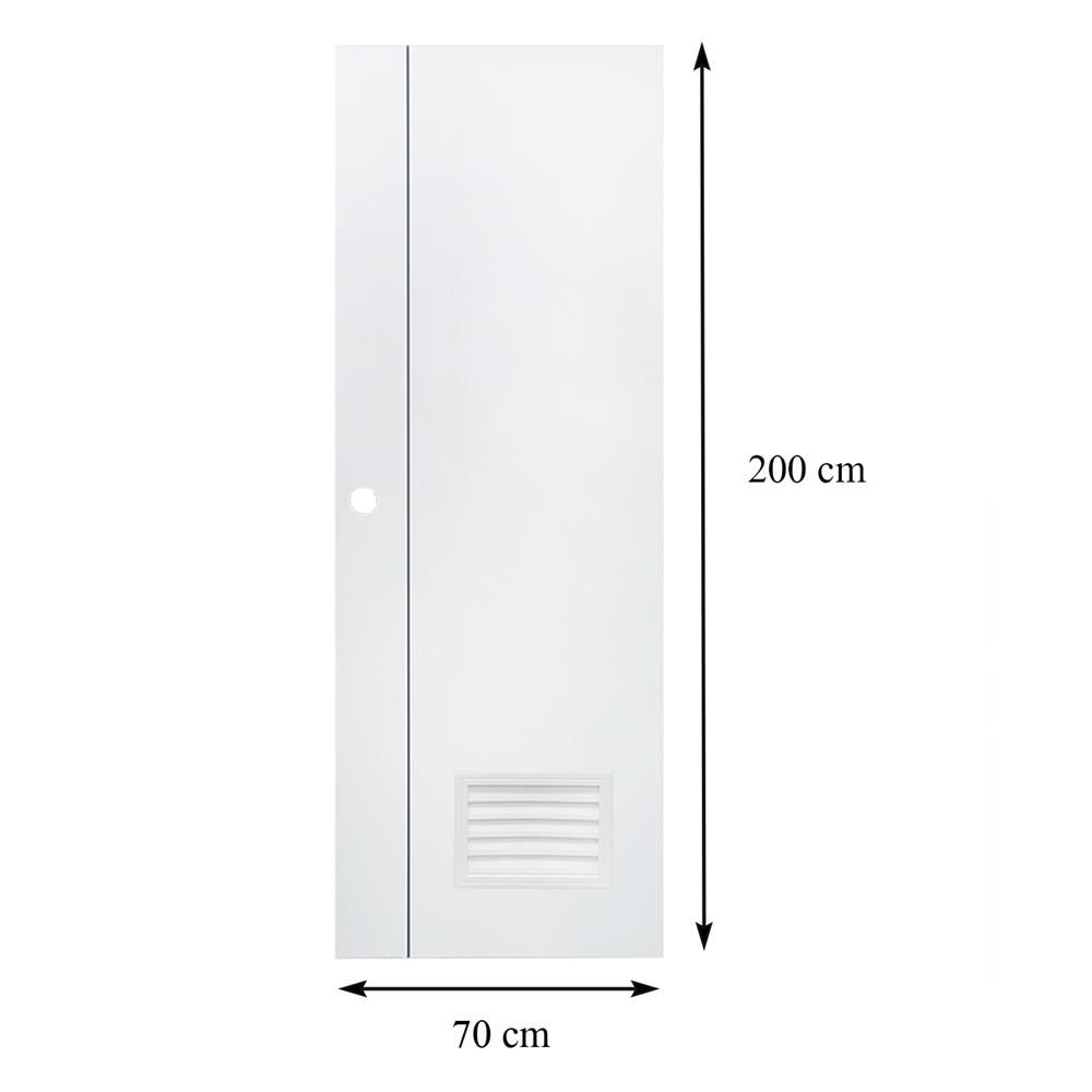 ประตูห้องน้ำ UPVC AZLE GROOVE P2 เกล็ดล่าง 70X200 ซม. สีขาว เจาะลูกบิด