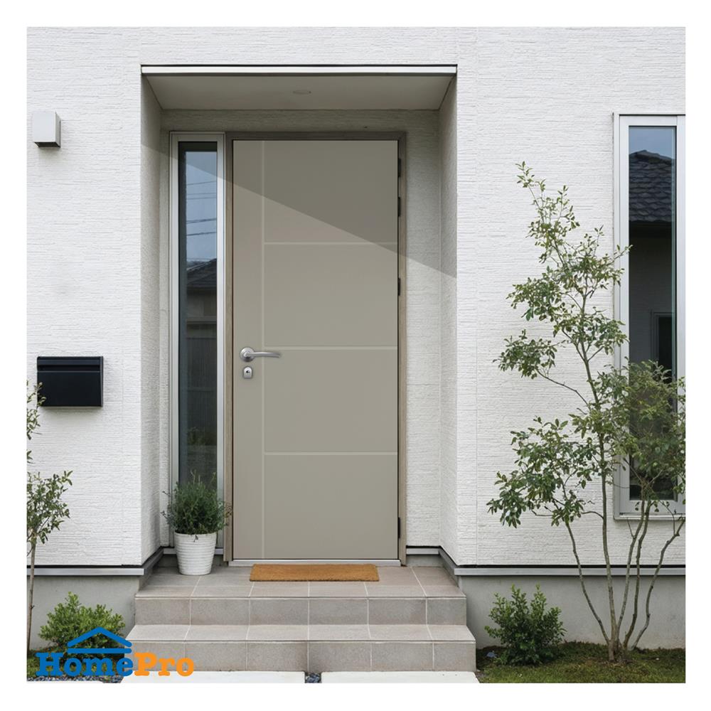 ประตูภายนอก UPVC เจาะลูกบิด AZLE MD-8 80x200 ซม. สีเบจ