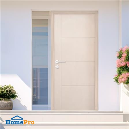 ประตูภายนอก UPVC AZLE MD-8 80X200 ซม. สีเบจ เจาะลูกบิด_4