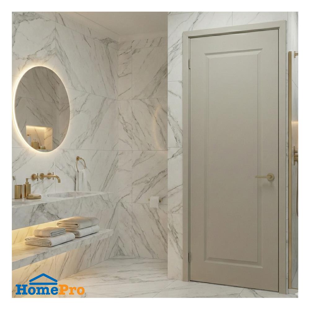 ประตูห้องน้ำ UPVC เจาะลูกบิด AZLE MDI-7 1 ฟัก 70x200 ซม. สีเบจ