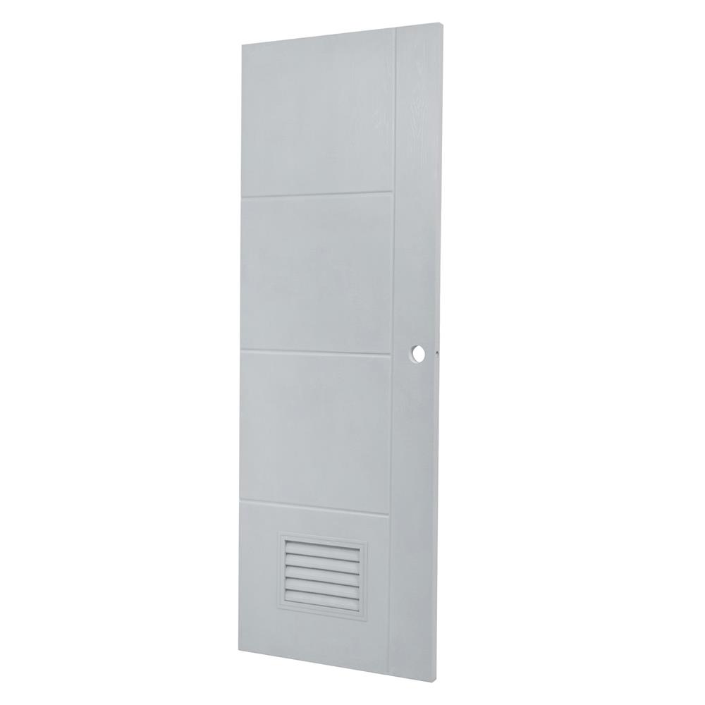 ประตูห้องน้ำ UPVC AZLE PSW24 เกล็ดล่าง 70X200 ซม. สีเทา เจาะลูกบิด