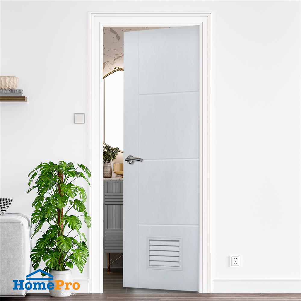 ประตูห้องน้ำ UPVC AZLE PSW24 เกล็ดล่าง 70X200 ซม. สีเทา เจาะลูกบิด