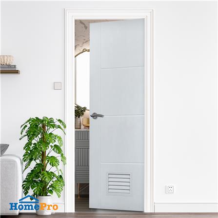 ประตูห้องน้ำ UPVC AZLE PSW24 เกล็ดล่าง 70X200 ซม. สีเทา เจาะลูกบิด_5