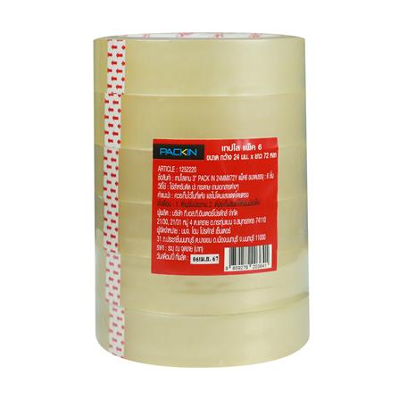 เทปใส PACK IN 24 มม.X72 หลา แพ็ก 6 ชิ้น_0