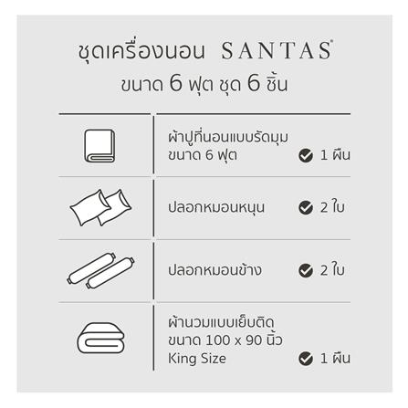 ชุดผ้าปูที่นอน 6 ฟุต 6 ชิ้น SANTAS VIVACIOUS VI_6