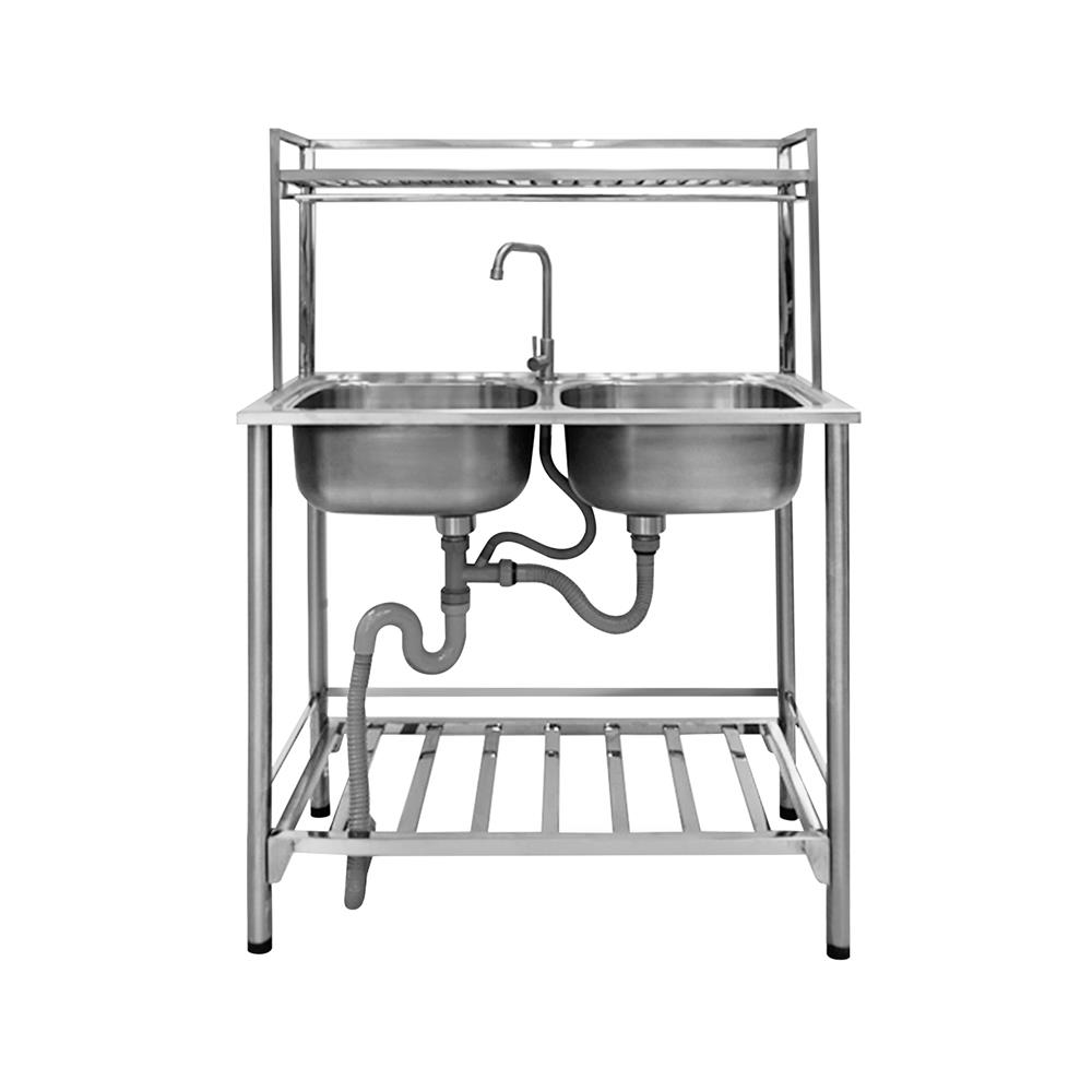 ซิงค์ขาตั้ง 2 หลุม MESTER PSV932 สีเงิน