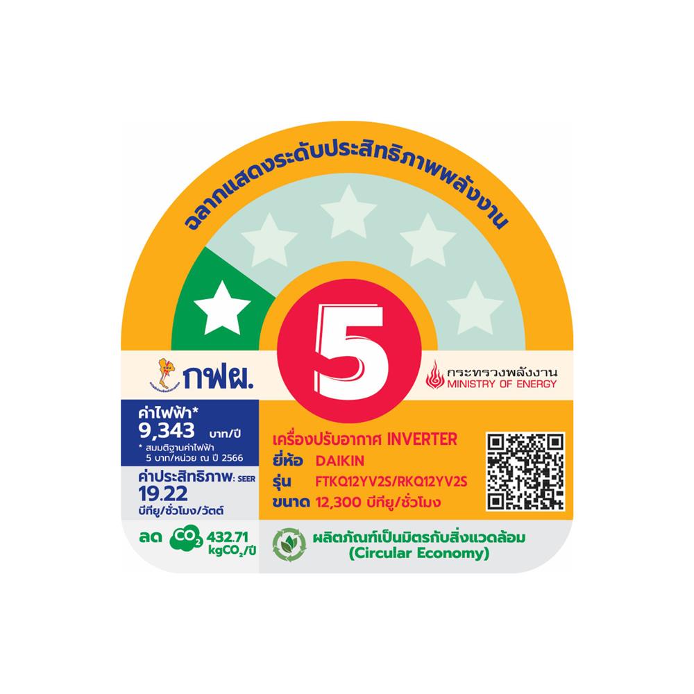 แอร์ผนัง DAIKIN FTKQ12YV2S 12300 บีทียู อินเวอร์เตอร์