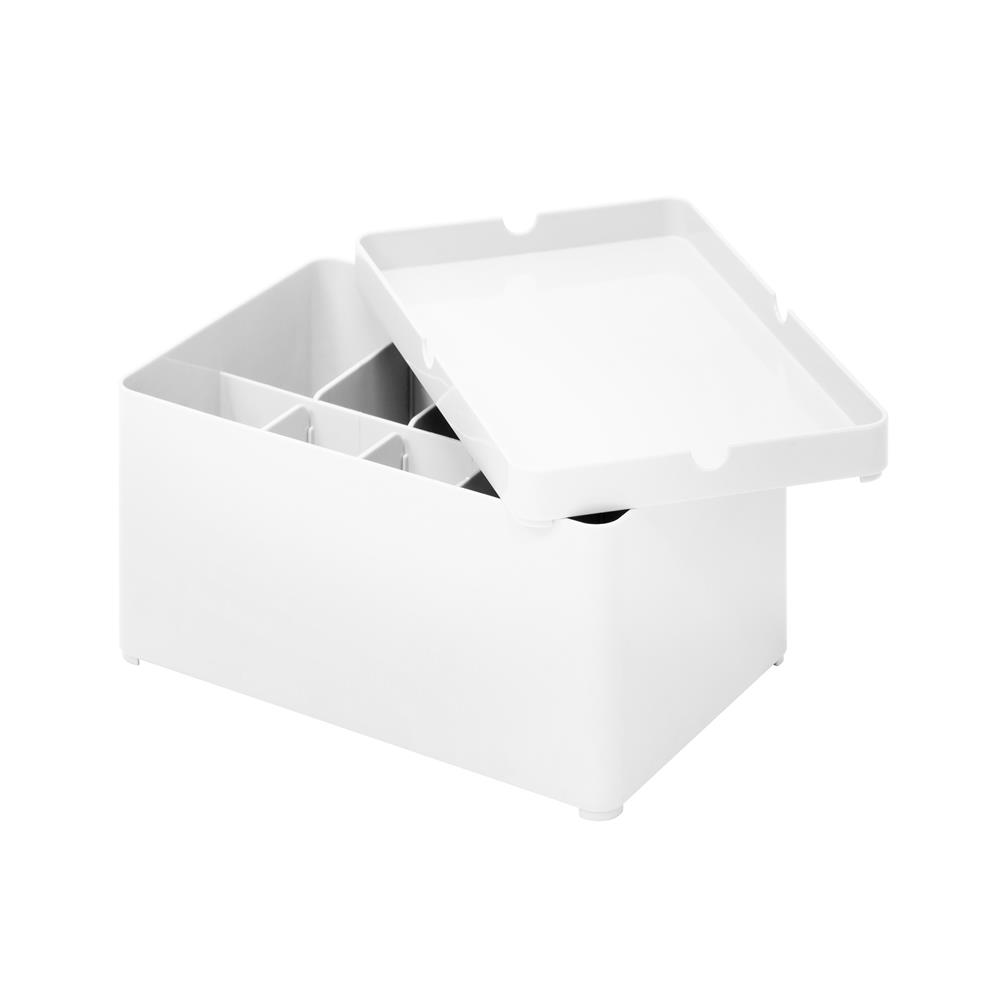 กล่องแบ่งช่องมีฝา STACKO 15.2x22.80x11.9 ซม. สีขาว