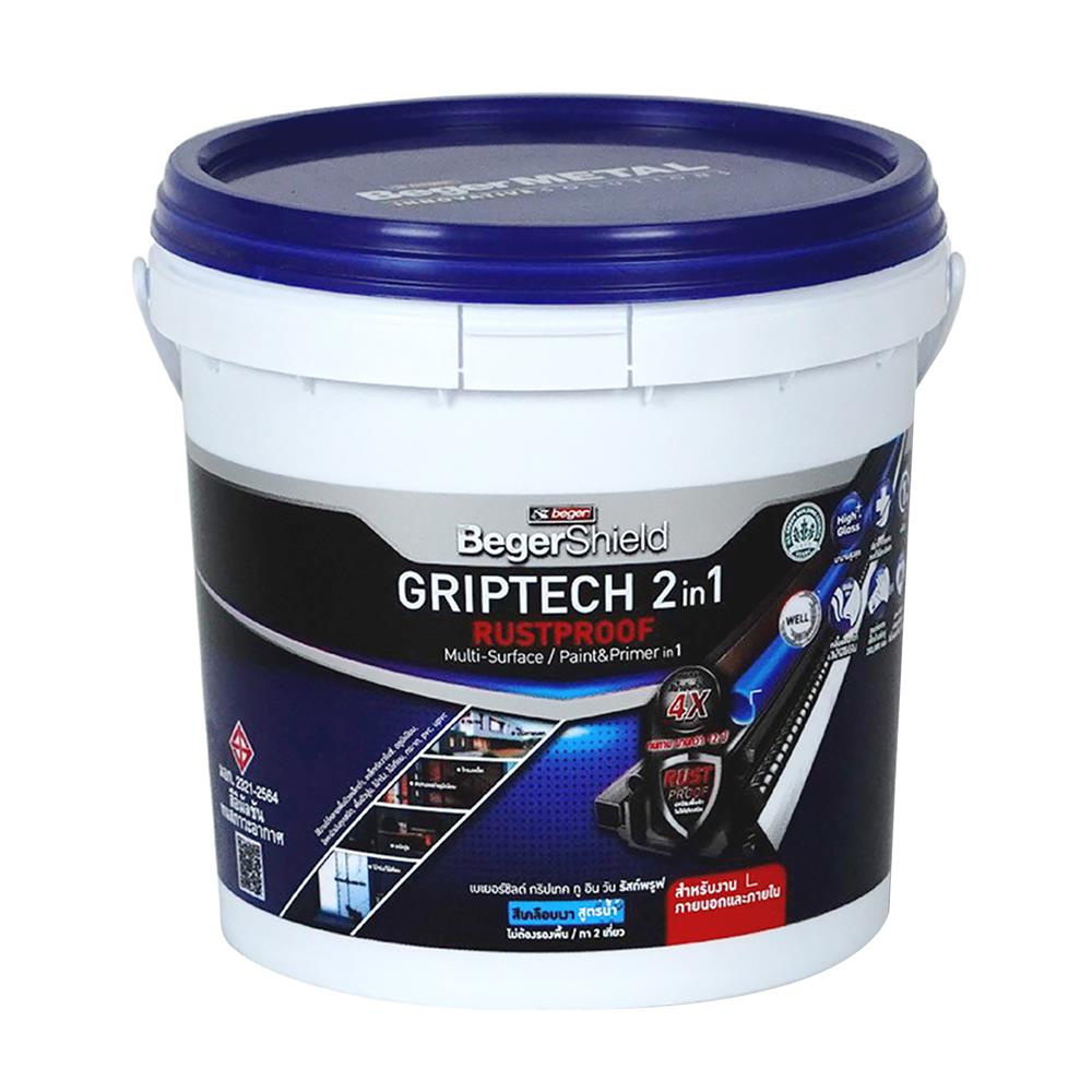 สีเคลือบเงา ชนิดเงา BEGER BEGERSHIELD GRIPTECH 2 IN 1 RUSTPROOF BASE D 1 แกลลอน