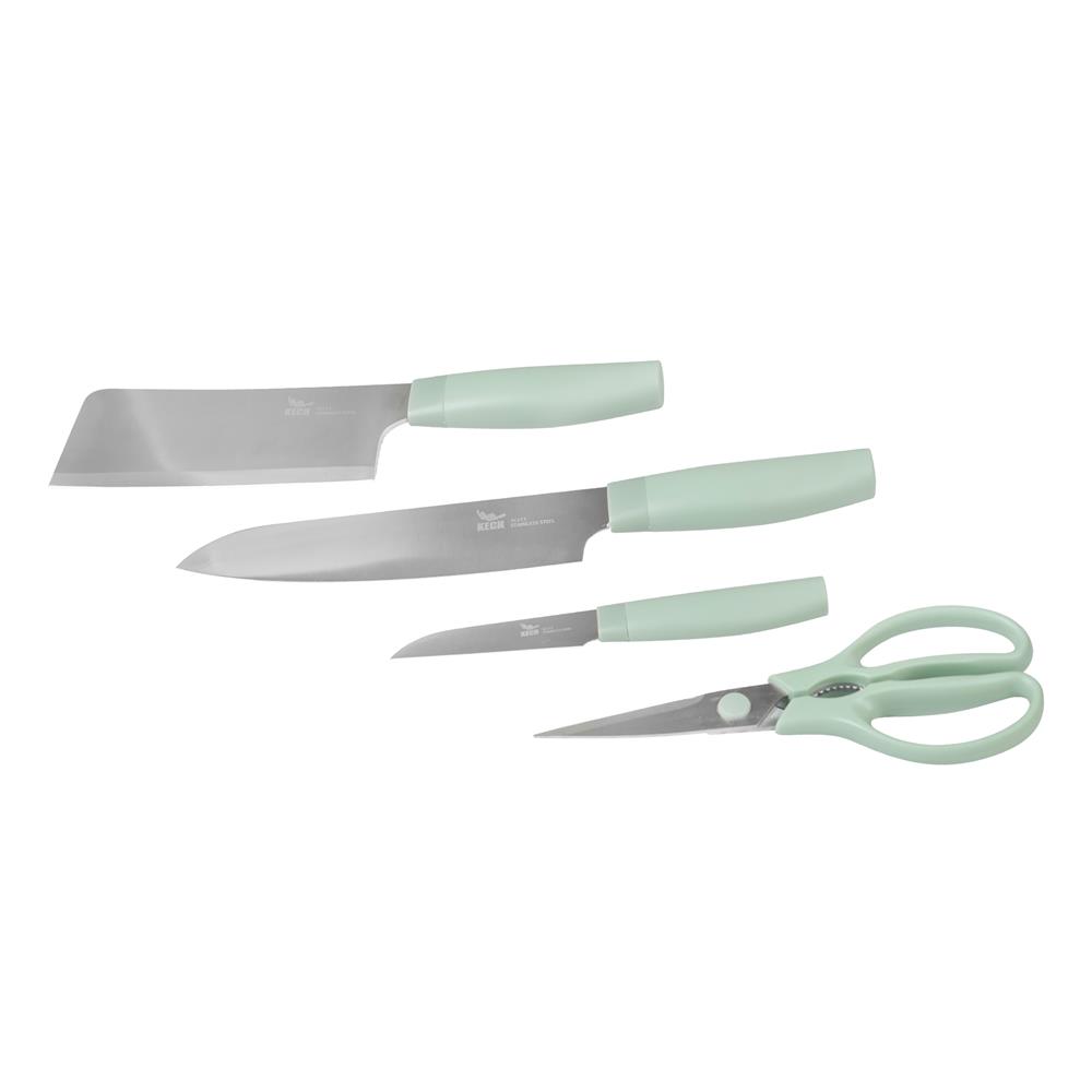 ชุดมีดกรรไกรพร้อมที่เสียบ KECH CHIC 5 ชิ้น สีเขียว