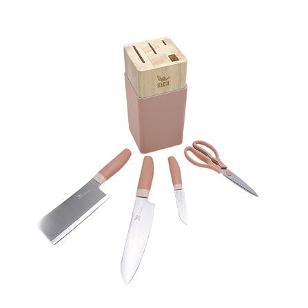 ชุดมีดกรรไกรพร้อมที่เสียบ KECH CHIC 5 ชิ้น สีชมพู_2