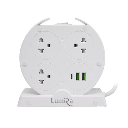 รางปลั๊กไฟ 7 ช่อง 1 สวิตช์ 2 USB 1 USB-C LUMIRA LS-025/PD 3 ม. สีขาว_1