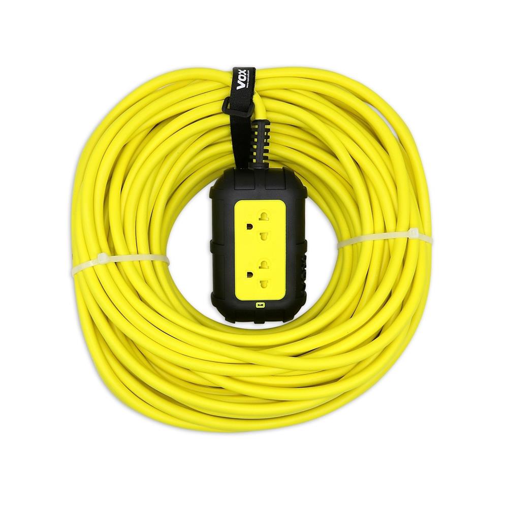 บล็อกยาง 2 ช่อง พร้อมสาย VOX 3X2.5 ตร.มม. 30 ม. สีเหลือง/ดำ