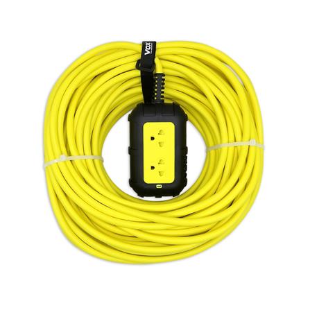 บล็อกยาง 2 ช่อง พร้อมสาย VOX 3X2.5 ตร.มม. 30 ม. สีเหลือง/ดำ_1