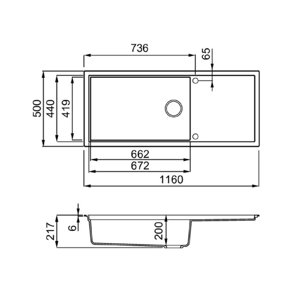 ซิงค์ฝัง 1 หลุม 1 ที่พัก METRIX SINTESI510BKG สีดำ