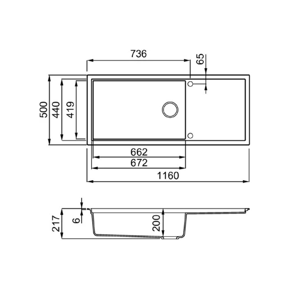 ซิงค์ฝัง 1 หลุม 1 ที่พัก METRIX SINTESI510SGG สีเขียว