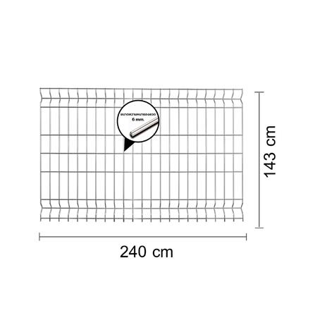 รั้วลวดเหล็กสำเร็จรูปชุบกัลวาไนซ์ EURO FENCE 6 มม. 1.43 x 2.4 ม._3