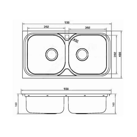 ซิงค์ฝัง 2 หลุม MESTER MSX932.1 สีเงิน_3