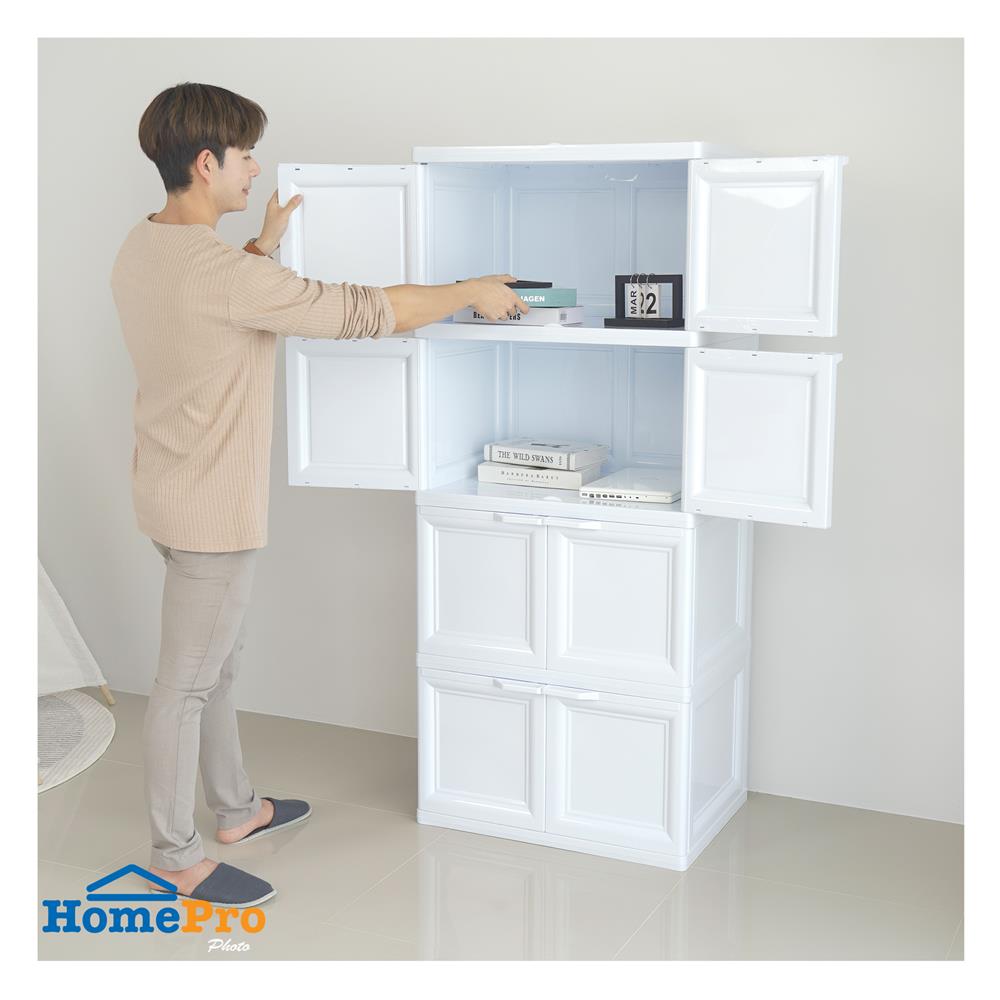 ตู้บานเปิด 4 ชั้น STACKO VID-4 70x50x160 ซม. สีขาว