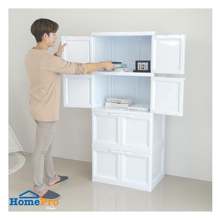 ตู้บานเปิด 4 ชั้น STACKO VID-4 70x50x160 ซม. สีขาว_5