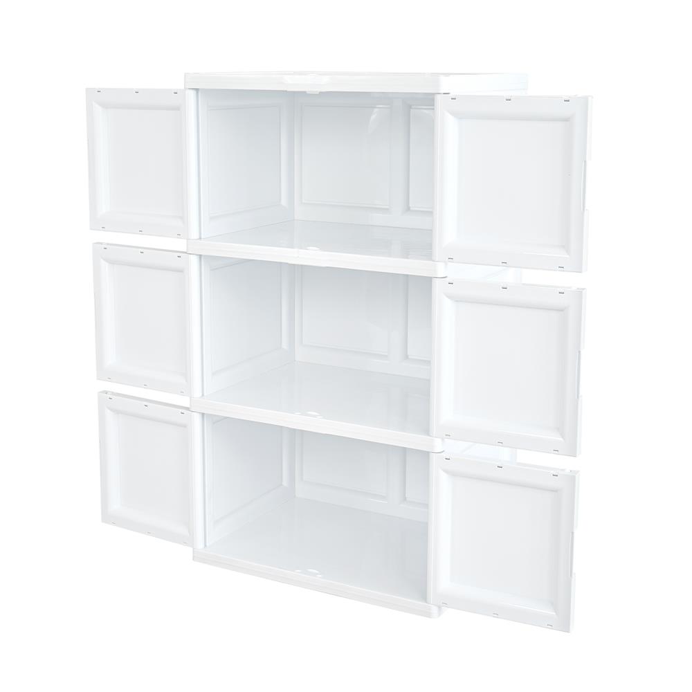 ตู้บานเปิด 3 ชั้น STACKO S5 VID 70x50x121 ซม. สีขาว