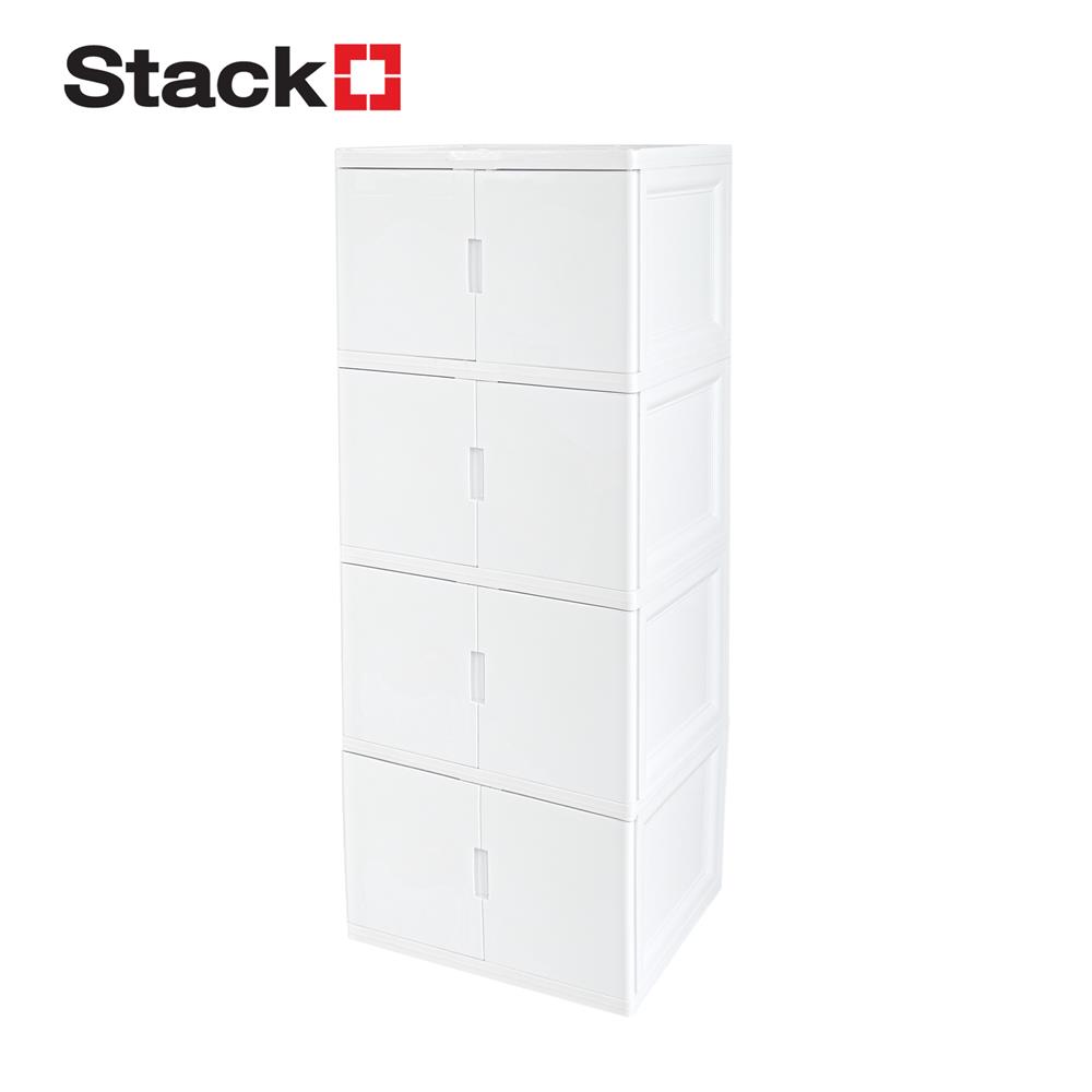 ตู้บานเปิด 4 ชั้น STACKO S5 VID 70x50x160 ซม. สีขาว_0