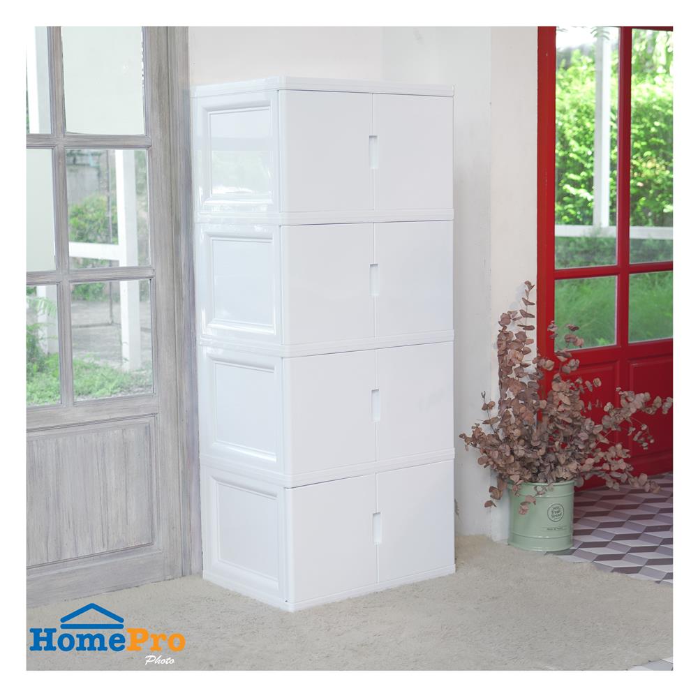 ตู้บานเปิด 4 ชั้น STACKO S5 VID 70x50x160 ซม. สีขาว