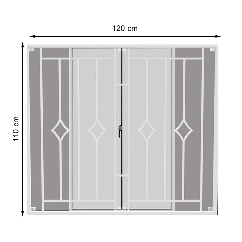 หน้าต่างบานเลื่อน อะลูมิเนียม มุ้ง เหล็กดัด MHOLARN ลาย MINIMOL 120X110 ซม. สีขาว