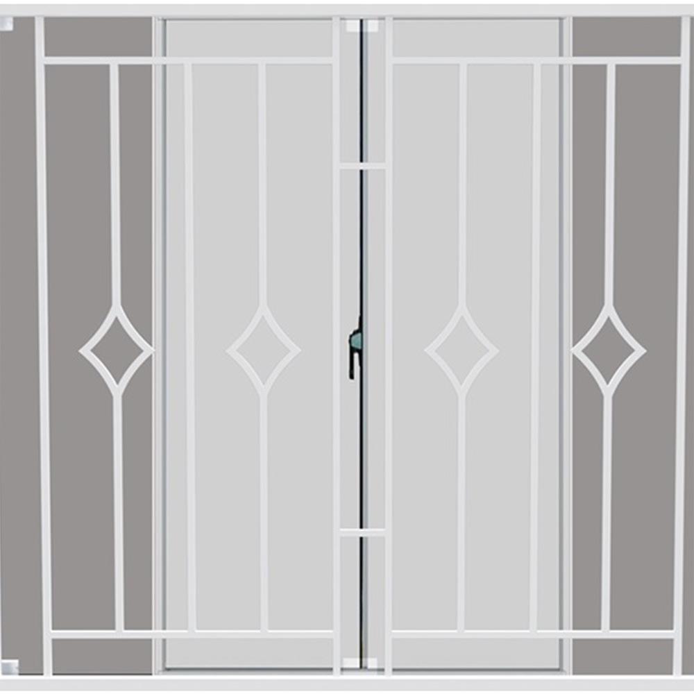 หน้าต่างบานเลื่อน อะลูมิเนียม มุ้ง เหล็กดัด MHOLARN ลาย MINIMOL 120X110 ซม. สีขาว