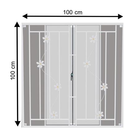 หน้าต่างบานเลื่อน อะลูมิเนียม มุ้ง เหล็กดัด MHOLARN ลาย FLOWER 100X100 ซม. สีขาว_0