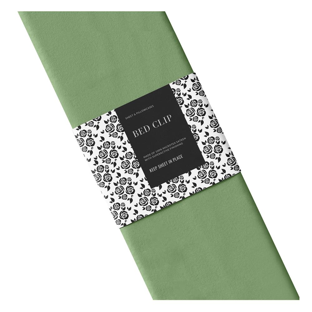 ผ้าปูที่นอน 6 ฟุต BED CLIP MICROTEX สี GREEN