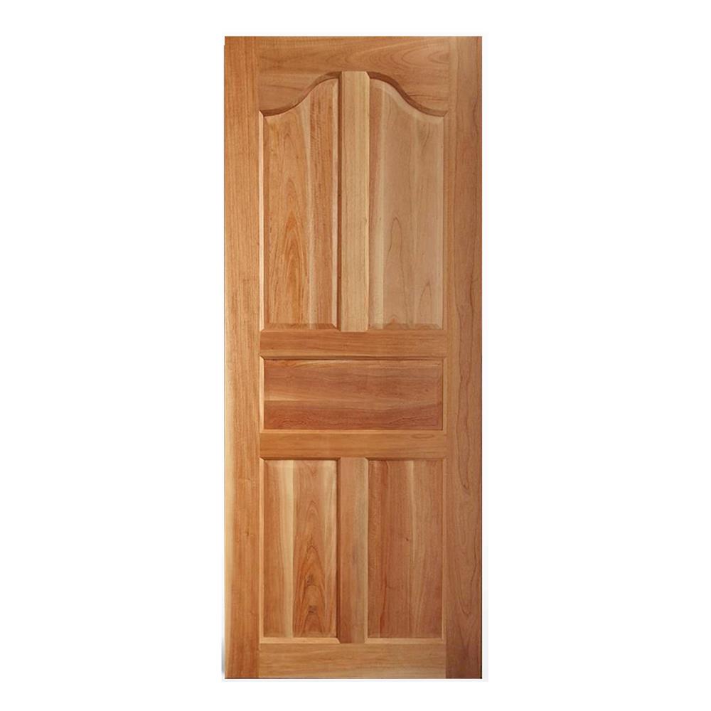 ประตูไม้เนื้อแข็ง AZLE 5 ฟักปีกนก 80X200 ซม. ทำสี ไม่เจาะลูกบิด