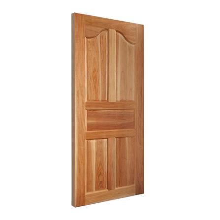 ประตูไม้เนื้อแข็ง AZLE 5 ฟักปีกนก 80X200 ซม. ทำสี ไม่เจาะลูกบิด_1