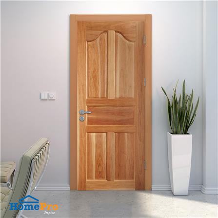 ประตูไม้เนื้อแข็ง AZLE 5 ฟักปีกนก 80X200 ซม. ทำสี ไม่เจาะลูกบิด_2