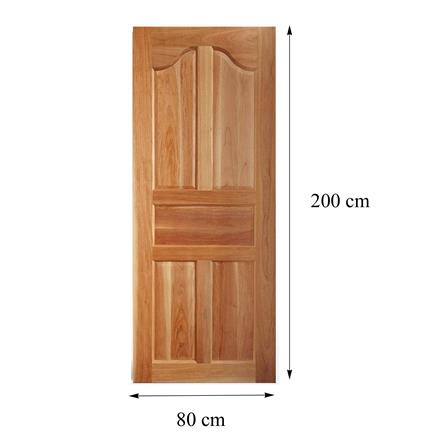 ประตูไม้เนื้อแข็ง AZLE 5 ฟักปีกนก 80X200 ซม. ทำสี ไม่เจาะลูกบิด_4